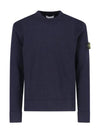 Compass Badge Crewneck Virgin Wool Knit Top Navy - STONE ISLAND - BALAAN 2