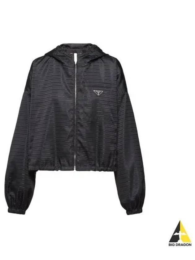 Triangle Logo Nylon Hooded Jacket Black - PRADA - BALAAN 2