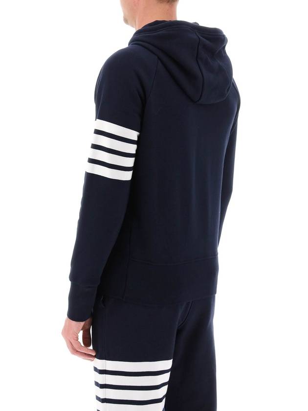 Engineered 4 Bar Diagonal Zip Up Hoodie Navy - THOM BROWNE - BALAAN 4