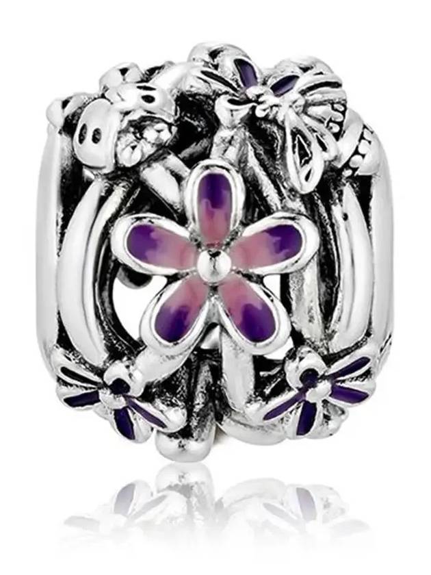 Open Work Purple Daisy Bracelet Charm Silver - PANDORA - BALAAN 4