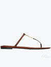 Cassandra Leather Flip Flops Brown - SAINT LAURENT - BALAAN 2