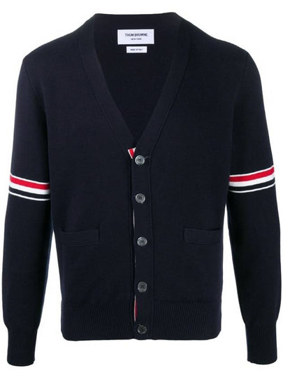 Milano Stitch Sprite Armband Cotton V-neck Cardigan Navy - THOM BROWNE - BALAAN 2