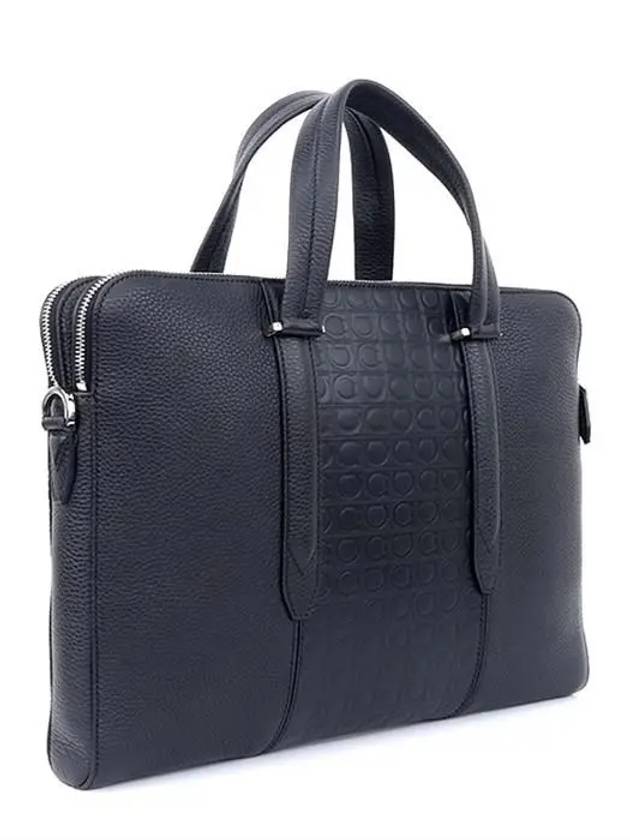 Gancini Leather Brief Case Black - SALVATORE FERRAGAMO - BALAAN 3