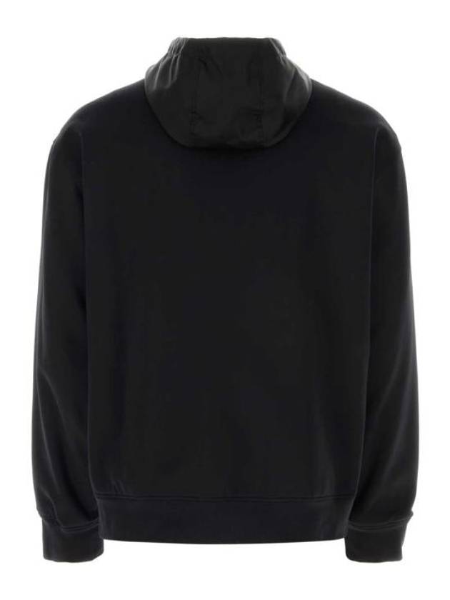 Cotton Fleece Cardigan Zip-Up Hoodie Black - PRADA - BALAAN 3