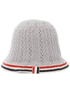 Striped Wool Silk Cashmere Bucket Hat Grey - THOM BROWNE - BALAAN 5