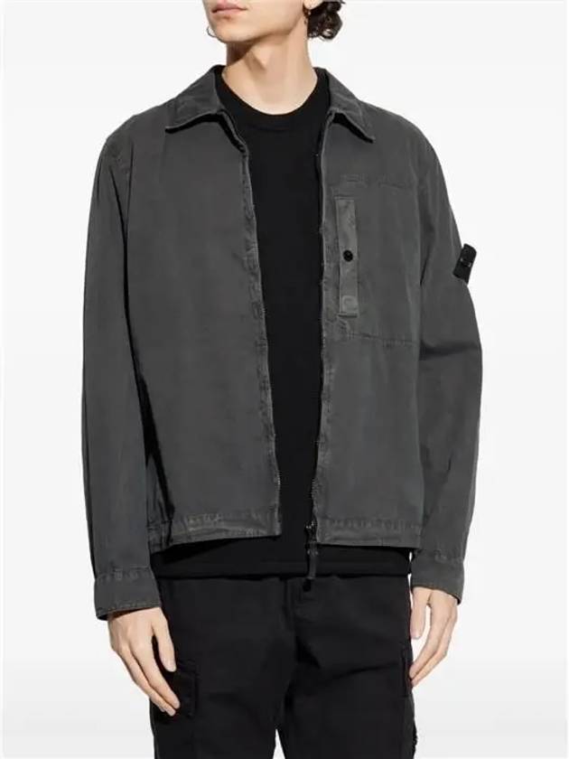 Brushed Canvas Old Effect Zip-Up Jacket Charcoal Grey - STONE ISLAND - BALAAN 9