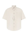 Embroidered Logo Short Sleeve Shirt Beige - AMI - BALAAN 2