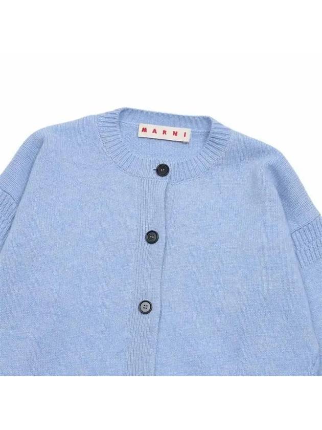 Back Logo Oversized Fit Wool Cardigan Blue - MARNI - BALAAN 4