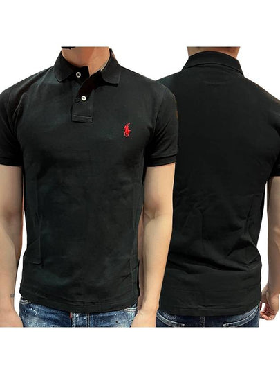 Men's Pony Slim Fit Short Sleeve Polo Shirt Black - POLO RALPH LAUREN - BALAAN 2