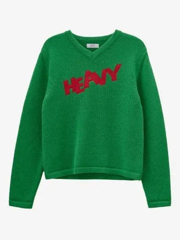 Heavy V neck knit green 06N008GREEN - ERL - BALAAN 1