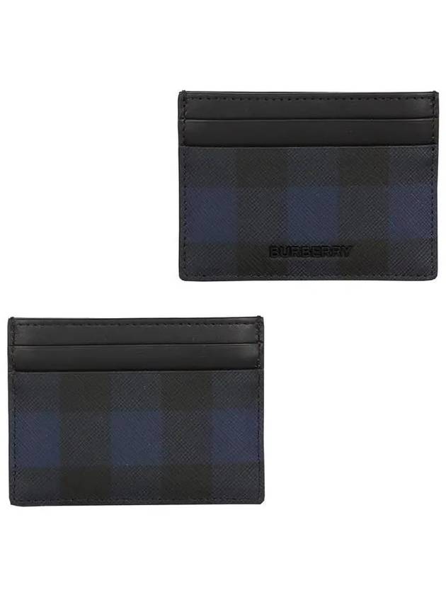 Check Leather Card Wallet Navy - BURBERRY - BALAAN 2