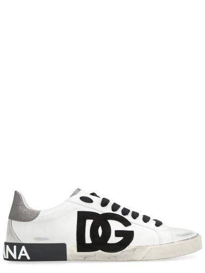 Dolce & Gabbana Portofino DC Logo Black Lace Up Low Top Sneakers White - DOLCE&GABBANA - BALAAN 2