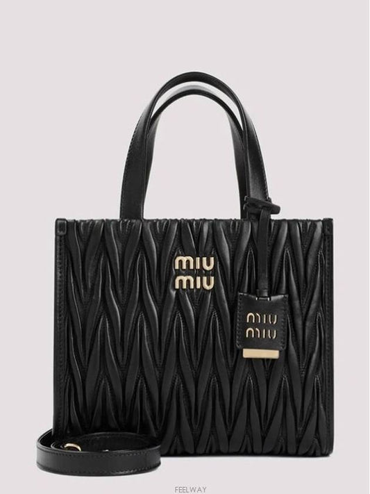 Matelasse Nappa Leather Tote Bag Black - MIU MIU - BALAAN 2