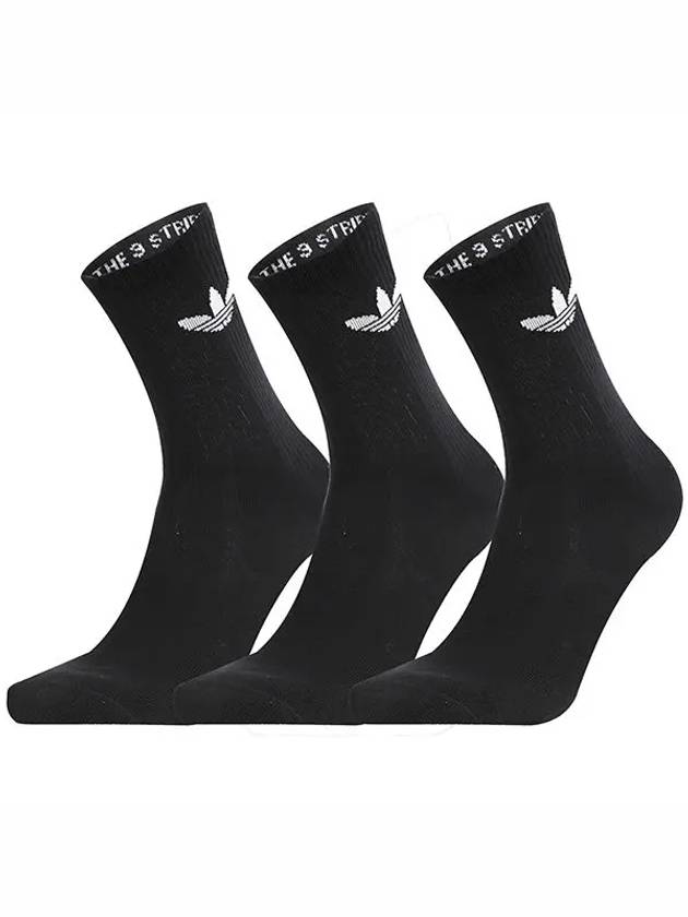 Trefoil Cushion Crew Socks 3 Pairs Black - ADIDAS - BALAAN 3