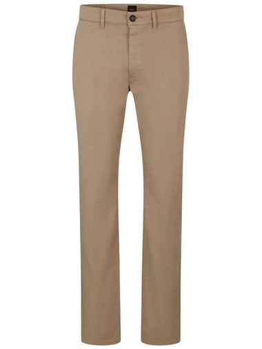 Slim Fit Stretch Cotton Satin Chino Straight Pants Open Brown - HUGO BOSS - BALAAN 1