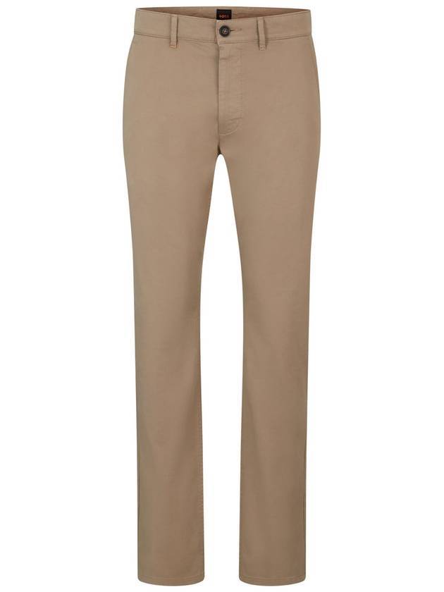 Slim Fit Stretch Cotton Satin Chino Straight Pants Open Brown - HUGO BOSS - BALAAN 1