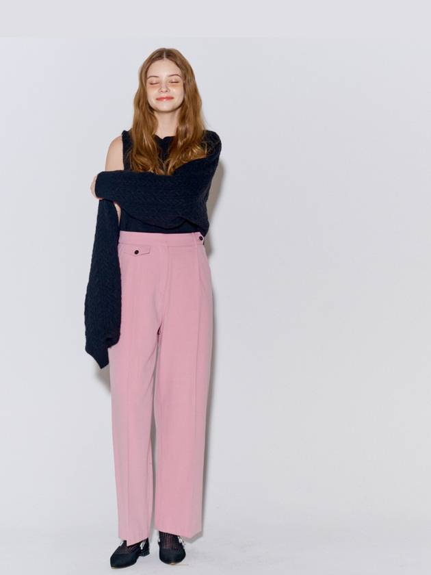 Button Point Wool Pintuck Wide Slacks Pink - OPENING SUNSHINE - BALAAN 2