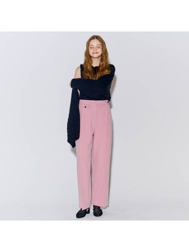 Button Point Wool Pintuck Wide Slacks Pink - OPENING SUNSHINE - BALAAN 1