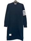 Classic Loopback 4-Bar Sweater Midi Dress Light Navy - THOM BROWNE - BALAAN 2