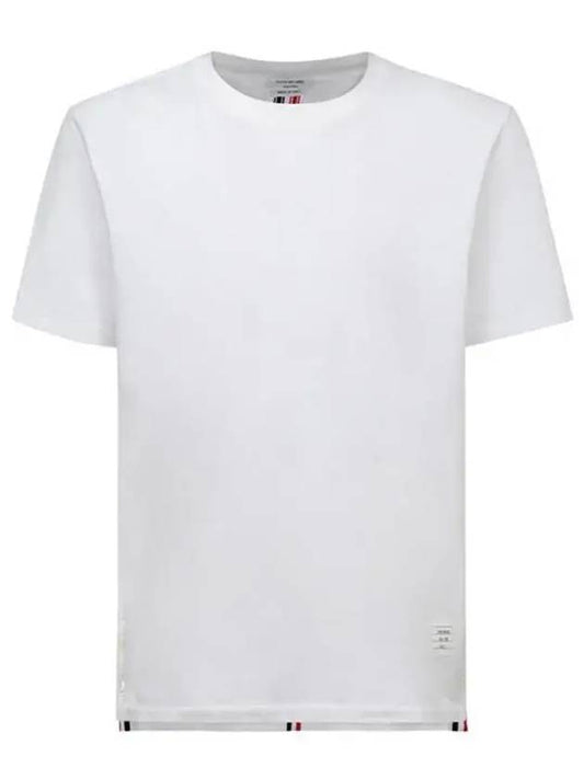 Men's Center Back Striped Short Sleeve T-Shirt White - THOM BROWNE - BALAAN 2