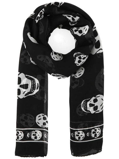 Skull Print Silk Muffler Black - ALEXANDER MCQUEEN - BALAAN 2