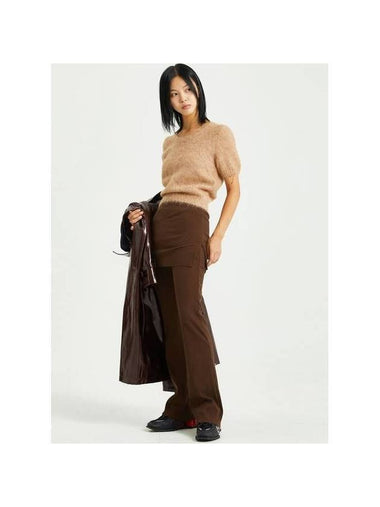 Knit Skirt Straight Pants Brown - RAWMANTICS - BALAAN 1