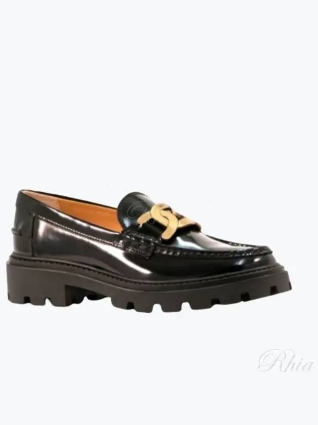 Women's Kate Metal Chain Leather Loafers Black - TOD'S - BALAAN 2