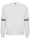 Men's Milan Stitch Armband Crew Neck Knit Top White - THOM BROWNE - BALAAN 3