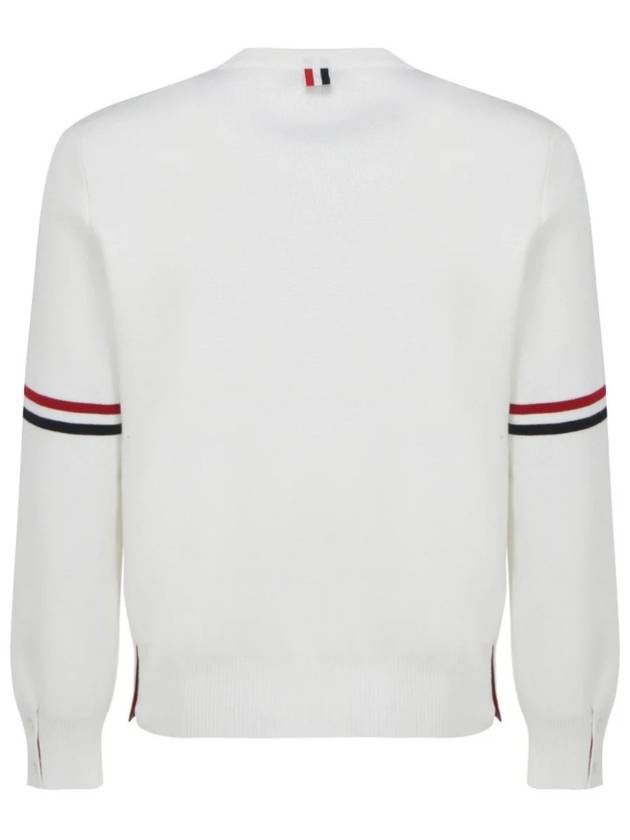 Men's Milan Stitch Armband Crew Neck Knit Top White - THOM BROWNE - BALAAN 3