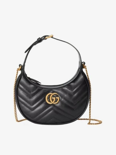 GG Marmont Half Moon Mini Bag Black - GUCCI - BALAAN 2