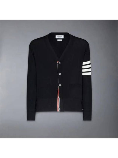 Men's Sustainable Classic Diagonal Wool Cardigan Black - THOM BROWNE - BALAAN 2