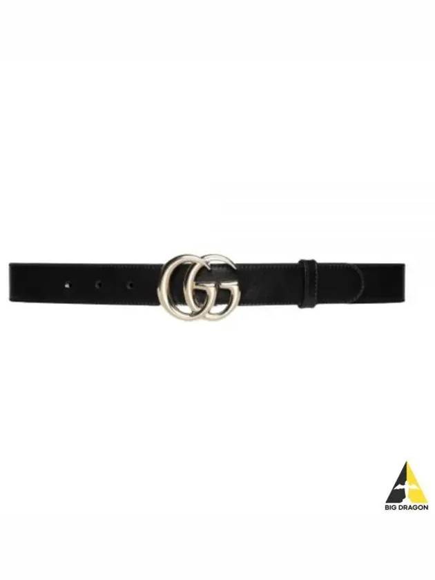 GG Marmont Thin Leather Belt Black - GUCCI - BALAAN 2