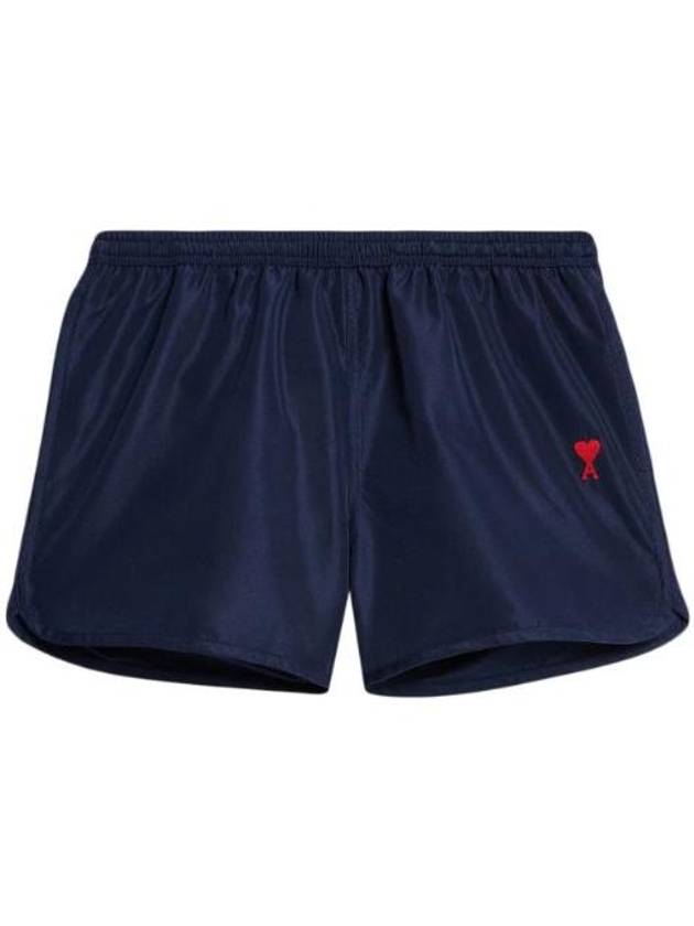 Heart Logo Swim Shorts Navy Blue - AMI - BALAAN 1