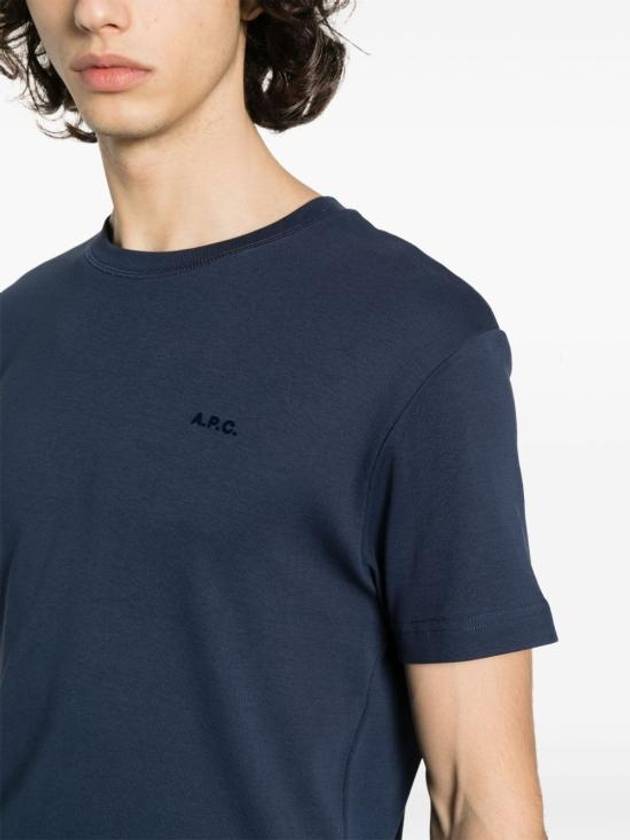 Lewis Cotton Short Sleeve T-Shirt Navy - A.P.C. - BALAAN 3