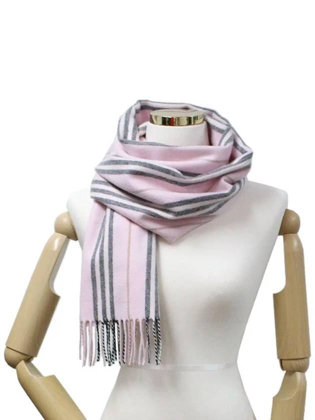 Icon Stripe Cashmere Wool Scarf Pink - BURBERRY - BALAAN.