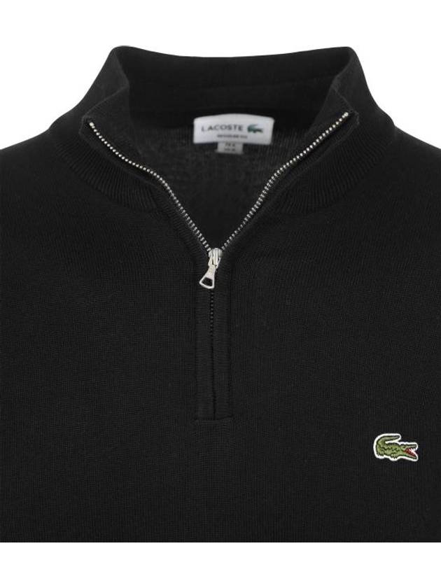 Classic Fit Half Zip Up Knit Top Black - LACOSTE - BALAAN 4