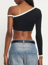 Courrèges asymmetric contrast logo detail crop top Tshirt - COURREGES - BALAAN 3