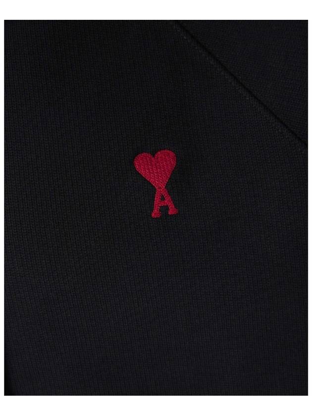 Small Heart Logo Cotton Zip Up Hoodie Black - AMI - BALAAN 6