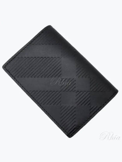 Check Pattern Leather Card Wallet Black - BURBERRY - BALAAN 2