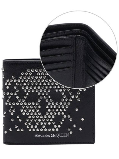 Studded Skull Bifold Half Wallet Black - ALEXANDER MCQUEEN - BALAAN 2