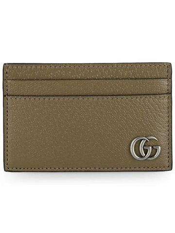 GG Marmont Logo Card Wallet Taupe - GUCCI - BALAAN 1