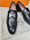 Paris Loafers Goatskin Palladium Noir - HERMES - BALAAN 5