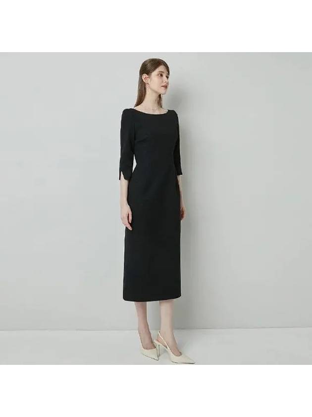 SERENA Boat neck Tweed Dress Dark Navy - AME - BALAAN 5