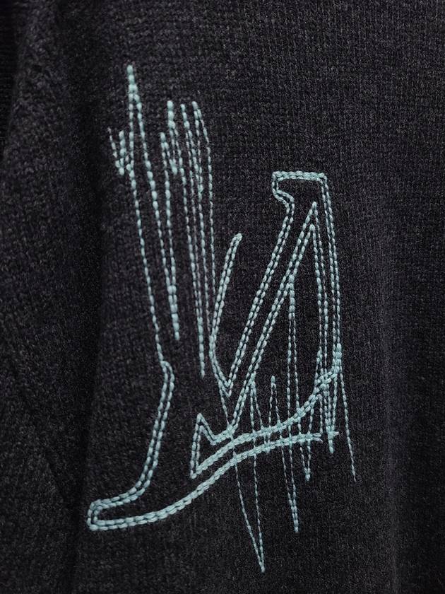 Charcoal LV embroidered prequeen s pocket cardigan XL - LOUIS VUITTON - BALAAN 5