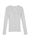 Maison Kitsune Baby Fox Patch Fine Ribbed Cardigan Gray Melange NW00507KT1091 H120 - MAISON KITSUNE - BALAAN 1