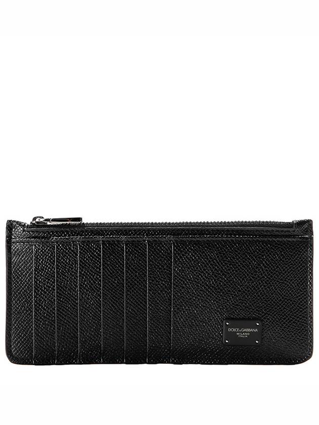 logo patch zipper card wallet black - DOLCE&GABBANA - BALAAN.