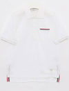 Men's Three Stripes Pocket Mercerized Short Sleeve Polo Shirt White - THOM BROWNE - BALAAN 3