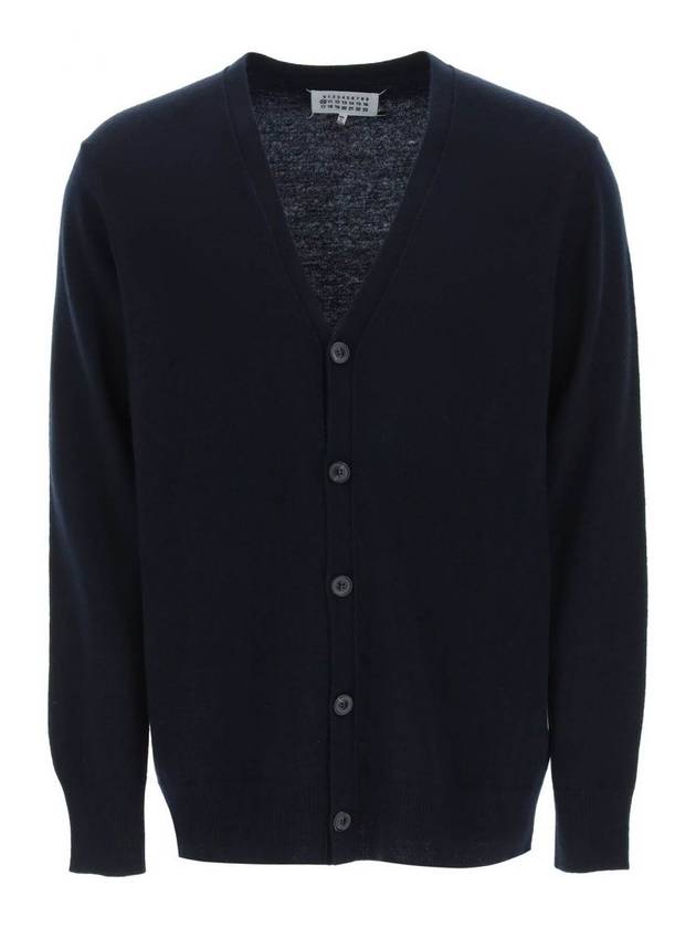 Signature Stitch V-neck Wool Cardigan Navy - MAISON MARGIELA - BALAAN 1