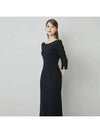 SERENA Boat neck Tweed Dress Dark Navy - AME - BALAAN 6