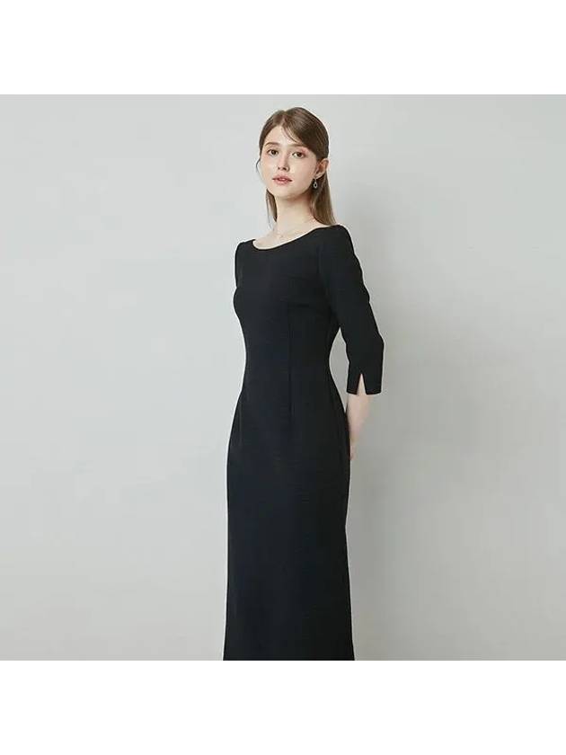 SERENA Boat neck Tweed Dress Dark Navy - AME - BALAAN 6